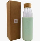 New Nespresso Dining Glass Water Bottle Wooden Top Cap Green Limited Edition