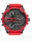 Diesel DZ7370 Mr Daddy 2.0 Chronograph Red Silicone Stainless Steel Watch 57mm