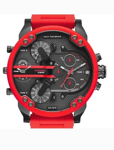 Diesel DZ7370 Mr Daddy 2.0 Chronograph Red Silicone Stainless Steel Watch 57mm