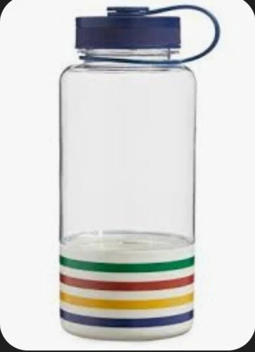 Hudson's Bay Iconic HBC Multistripe Tritan Travel Bottle BuiltIn Cup 33.8 FL NEW